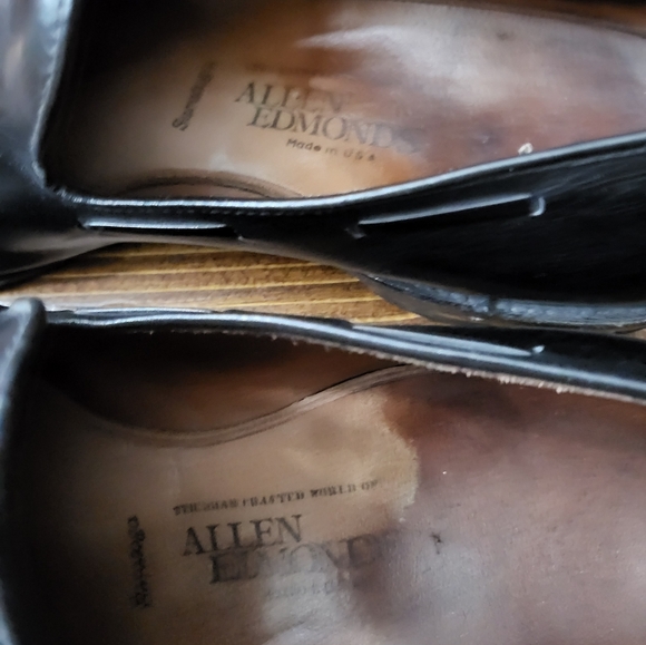 Allen Edmonds SZ 10D Black Leather Saratoga Dress Shoes Mens - Picture 5 of 7